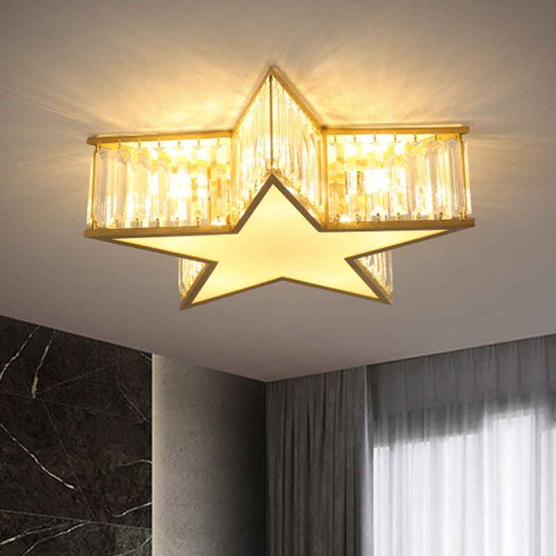 Pentagram Flush Mount Light Fixtures 1 Light Crystal Contemporary Ceiling Lights Flush Mount