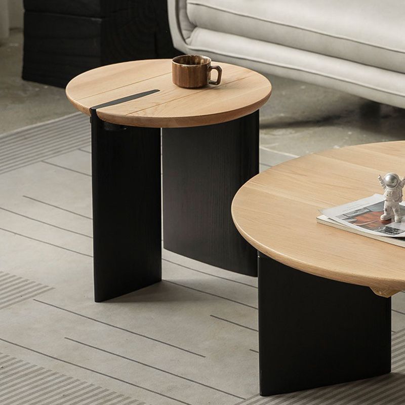 Contemporary Style Coffee Table Solid Wood Round Cocktail Table