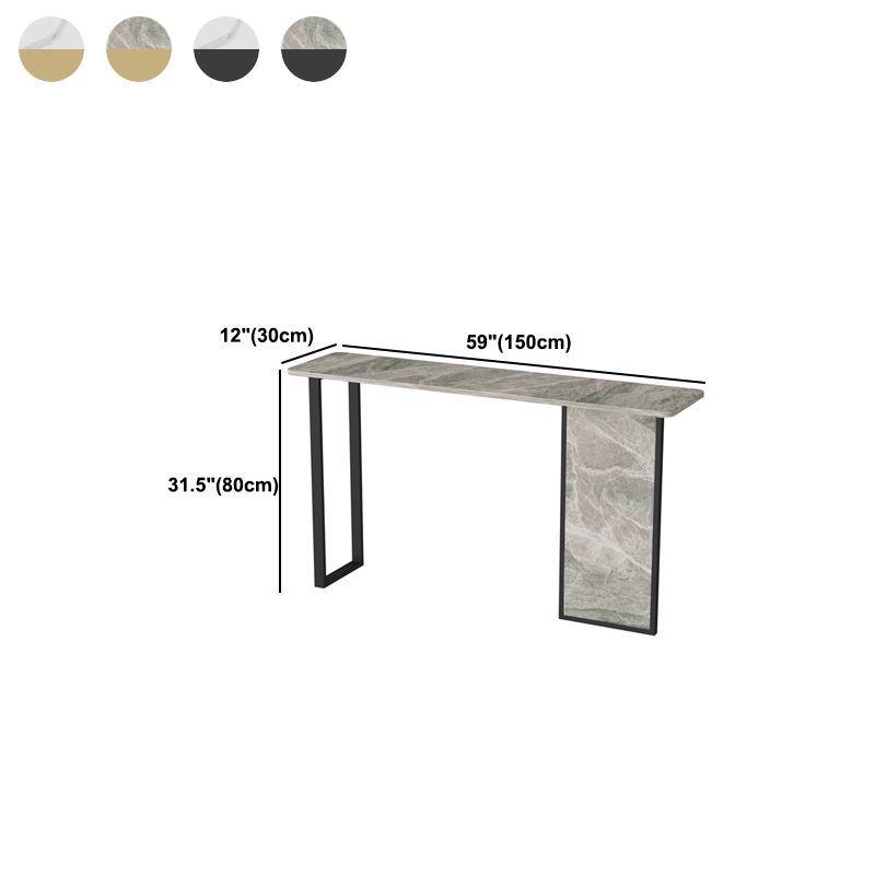 Iron Base Accent Table 31.5" H with Rectangle Stone Top for Hall