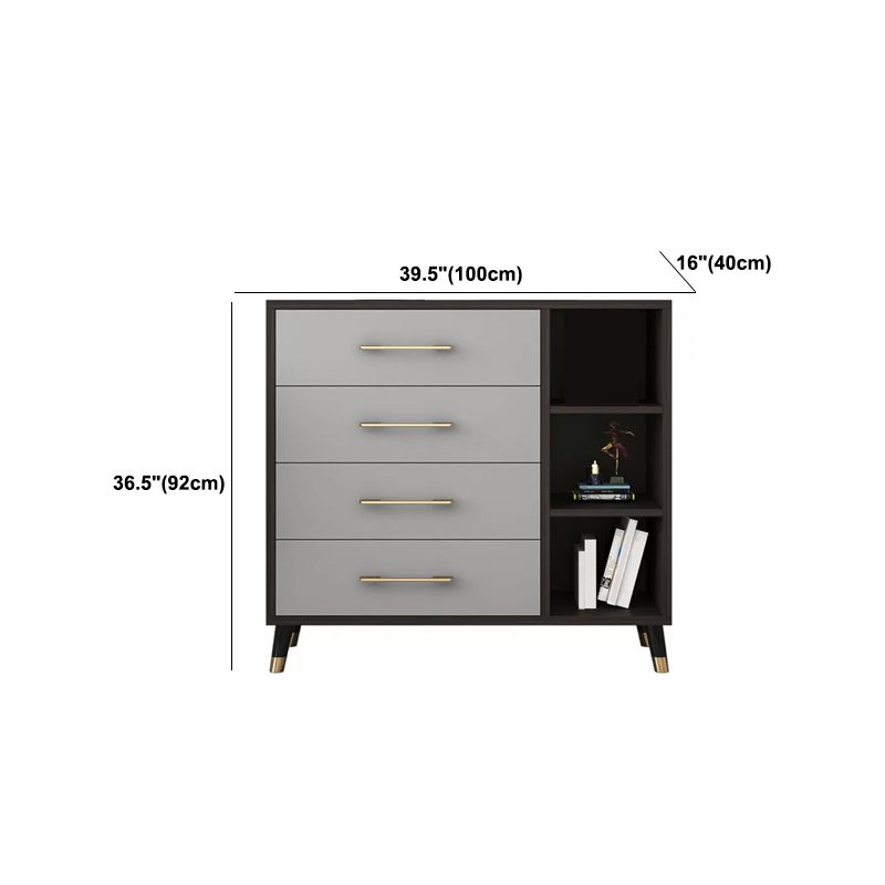 Classic Glam Wood Storage Chest Dresser Bedroom Gray Dresser