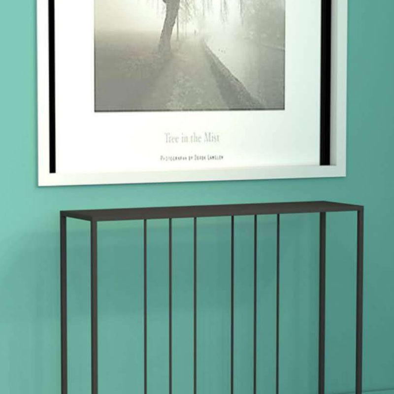Contemporary Iron Console Sofa Table Rectangle Black End Table for Hall
