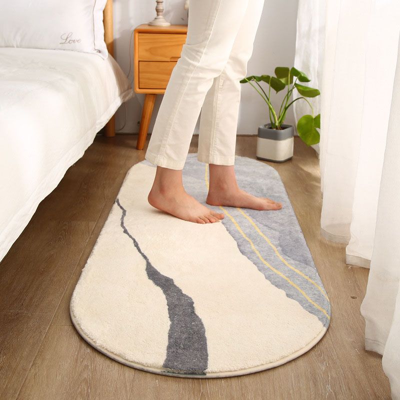 Beige Modern Carpet Polyester Color Piece Carpet Washable Carpet for Living Room