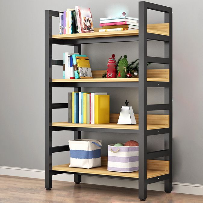 Modern Style Bookshelf Black Frame and Wood Bookcase for Office