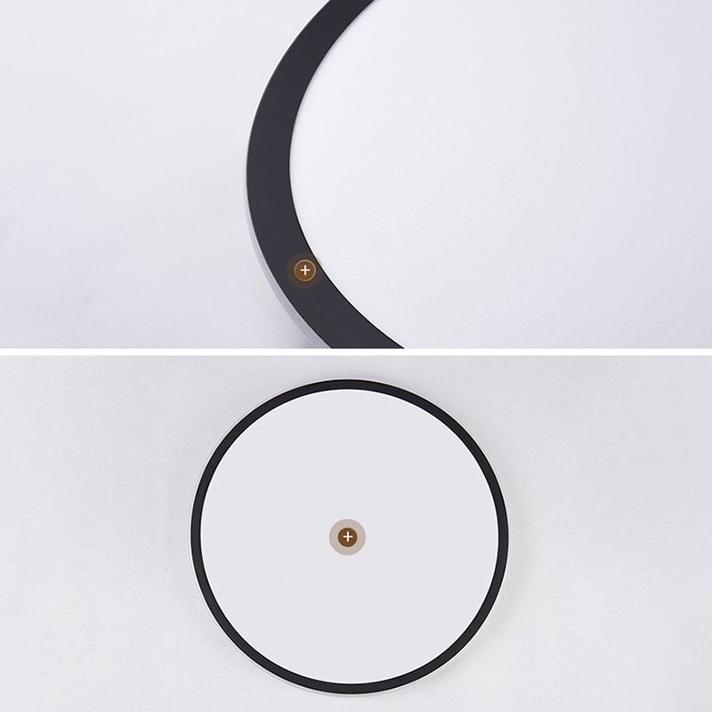 Plafonnier LED en aluminium simple encastré en forme de disque noir pour chambre à coucher