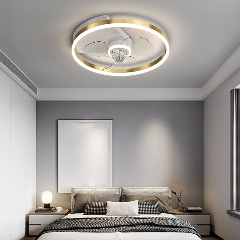 Metal Round Shape Ceiling Fan Modern Style Multi Lights Ceiling Fans Fixtures