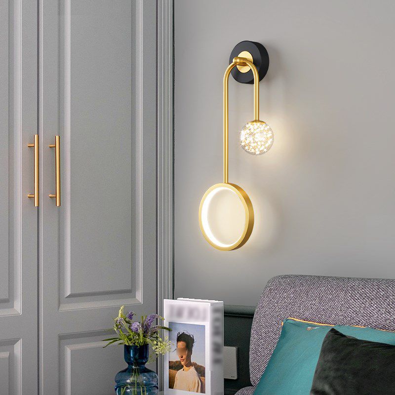Glass Spherical Shape Wall Lights Modern Style 2 Light Wall Mount Fixture for Bedroom