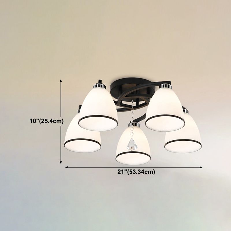 Light de plafond en verre moderne noir Multi Light Flush Mount Plafond Light for Dining Room