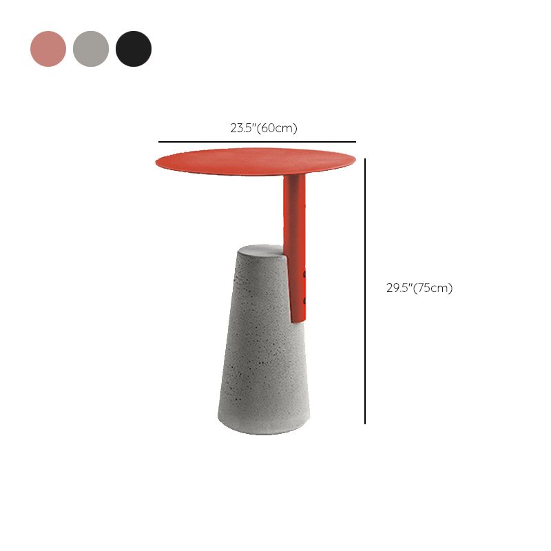 Round Iron Top End Table Concrete Pedestal Sofa Side Accent Table