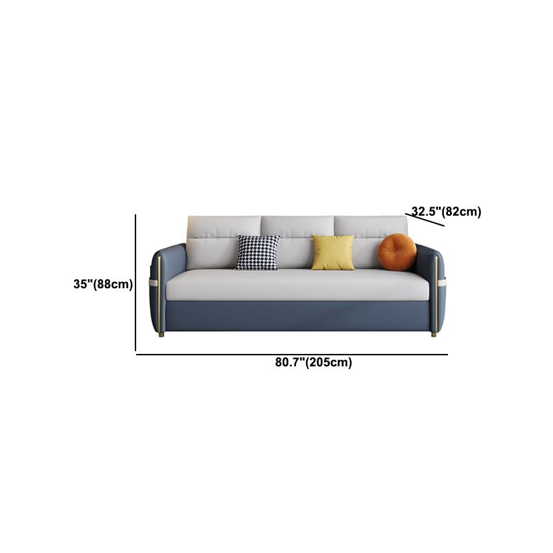 Contemporary Convertible Faux Leather Square Arm Bed Settee with Pillows