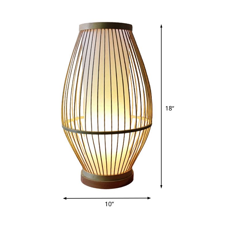 1 Glühbirnen Esszimmer Schreibtisch Lampe Asian Beige Taskbeleuchtung mit Lanternbambusschatten
