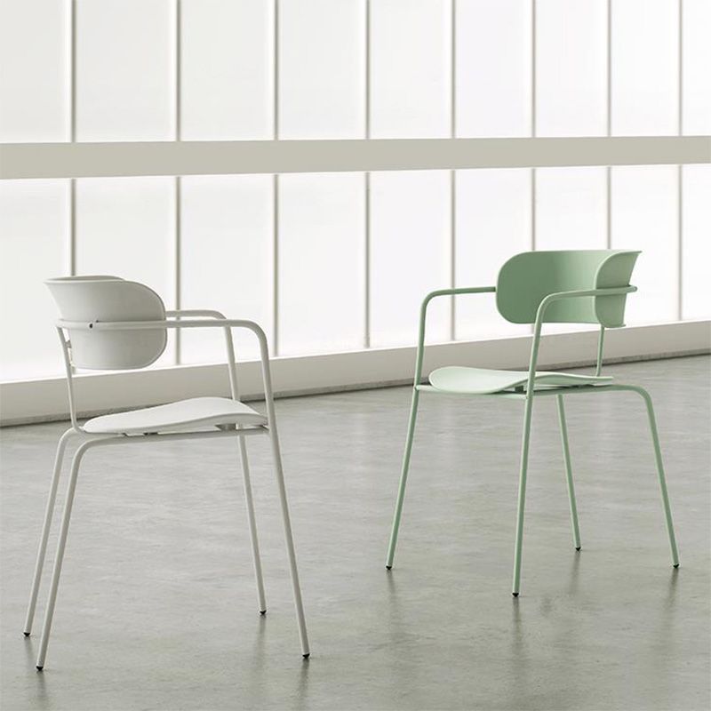 Contemporary Metal Dining Room Chair Arm Open Back Dining Side Chair for Dining Room