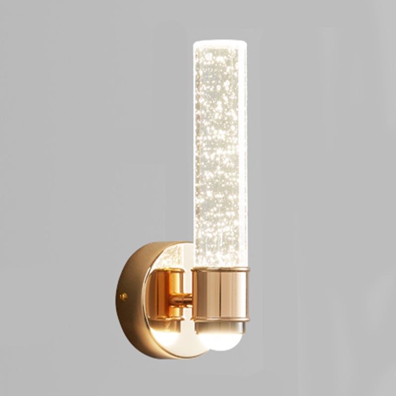 Modern Metal Wall Sconce Cylinder Shape Wall Light with Crystal Shade for Dining Room