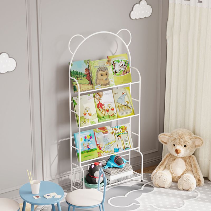 Contemporary Metal Shelf Bookcase 4 Shelf Open Back Bookshelf