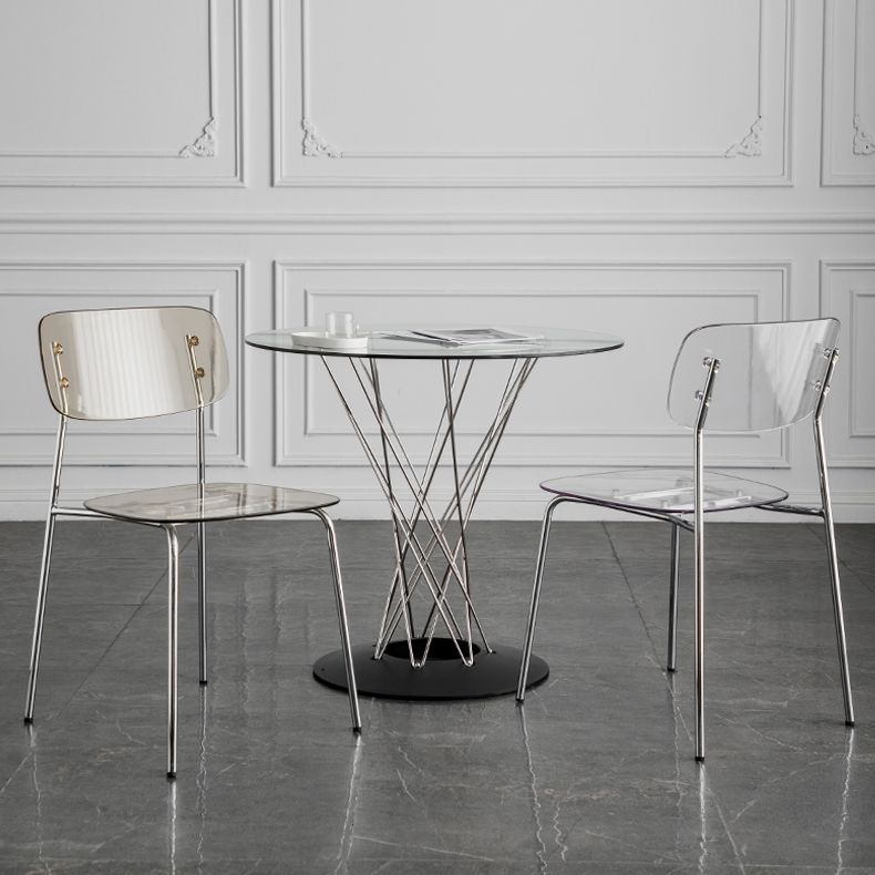 Glam Style Plastic Dining Armless Chairs Stacking Open Back Dining Chair