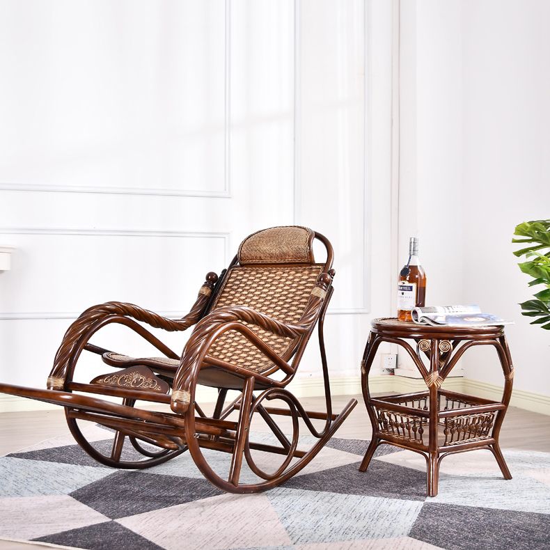 Rattan Rocking Chair Pure Color Traditional Woven Rope Rocking Chair in Living Room