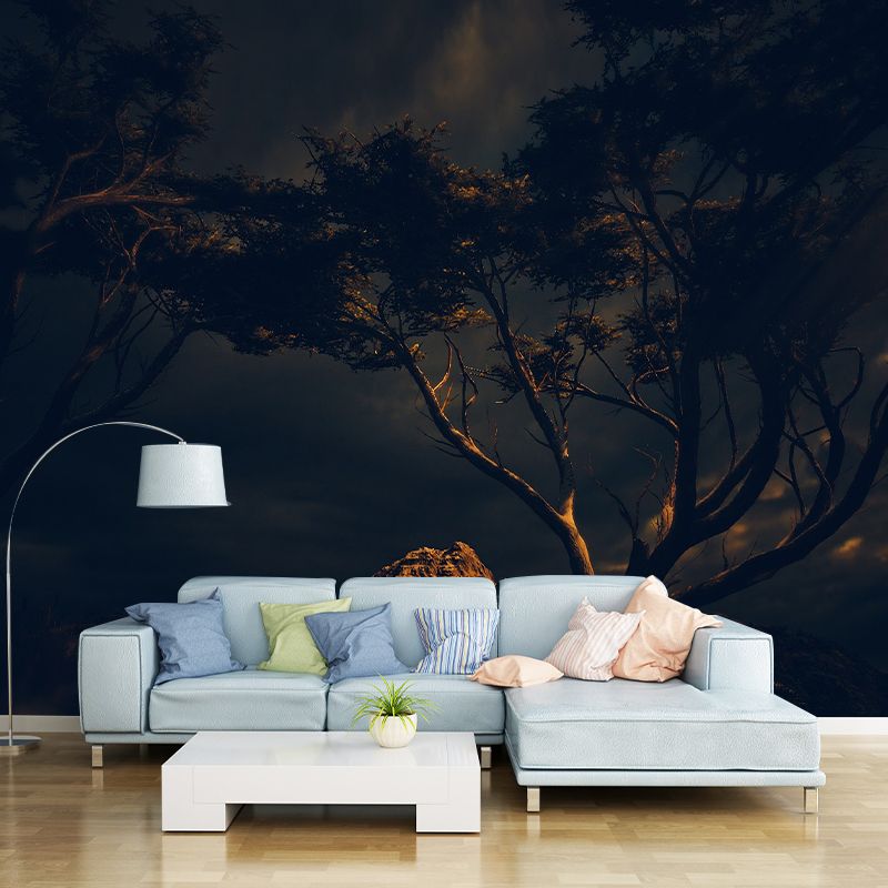 Illustrator Town Motif Wall Mural Antifouling for Living Room Decoration