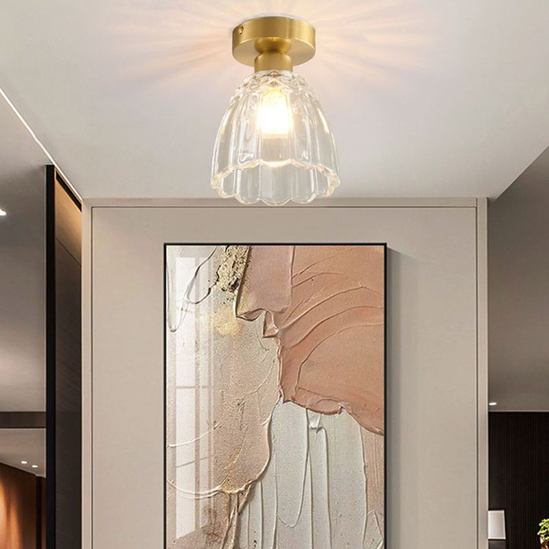 Modern Simple Glass Ceiling Light Bell Shape Ceiling Lamp for Bedroom