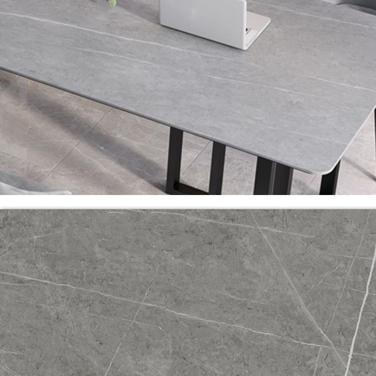 Modern Style Office Desk Sintered Stone Writing Desk with Metal Legs