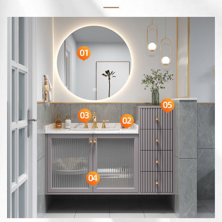 Modern Sink Vanity Wall Mount Solid Color Bathroom Vanity with Drawers