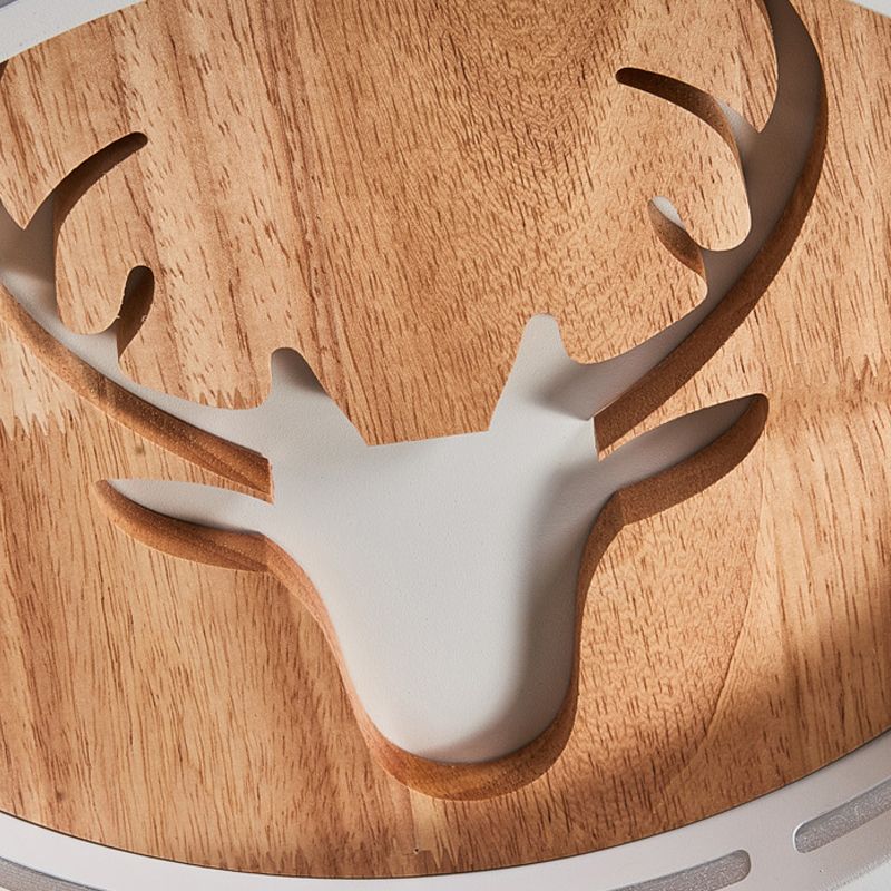 Macaron Colored Round Ceiling Fixture with Deer Nordic Acrylic Flush Ceiling Light for Hallway