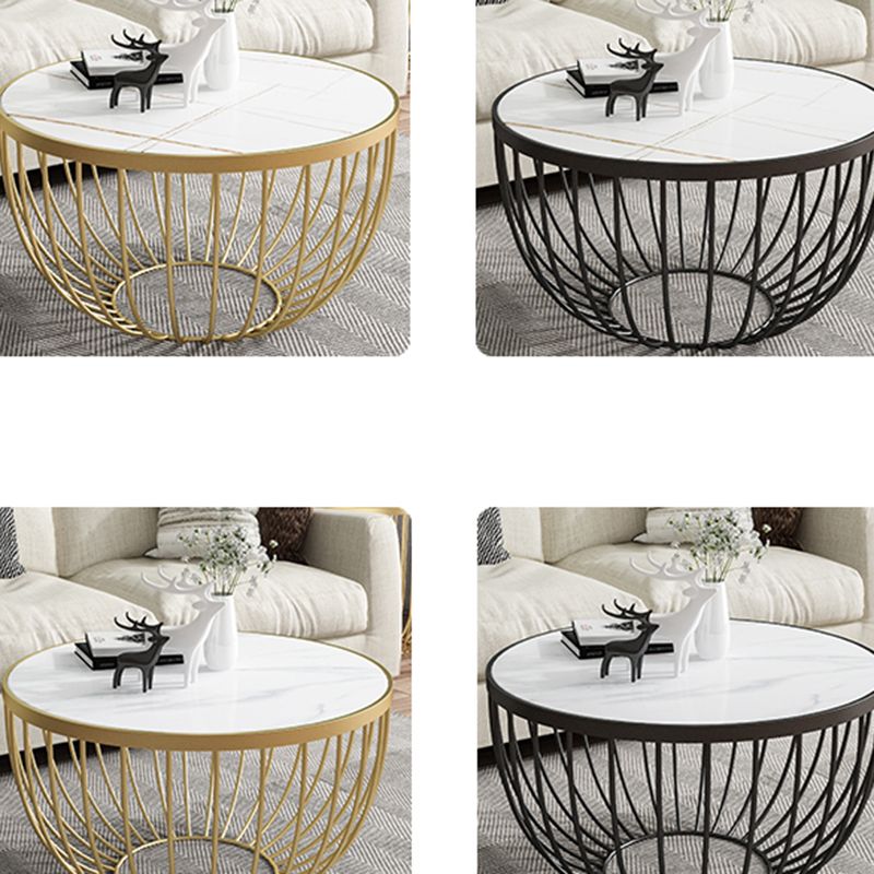 Single Slate Drum Coffee Table Modern Minimalist Round Coffee Table