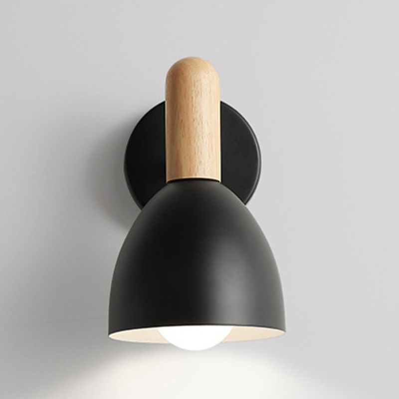 Single Modern Black/White/Grey Wall Mounted Sconce Wooden Shaded Wall Light