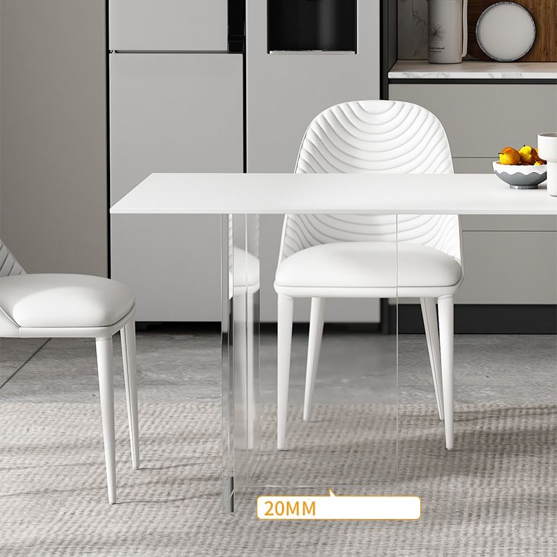 Medieval Modern Rectangle Dining Table Sintered Stone Table with Acrylic Legs for Home Use