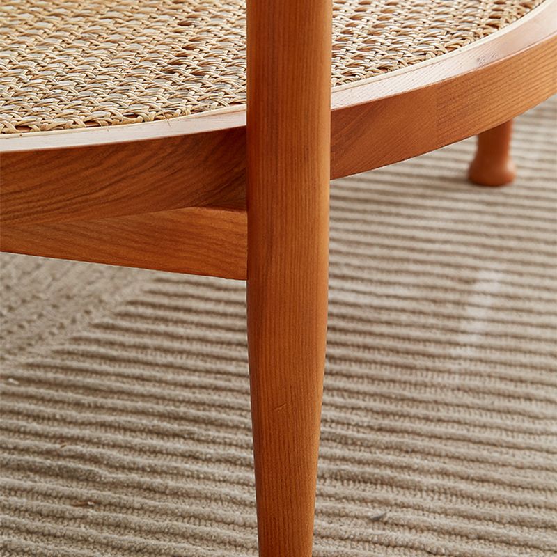 Modern 4 Legs Wood Base Glass Round Top Coffee Table for Apartment