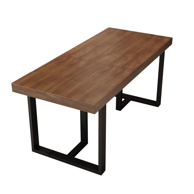 Industrial Dining Room Table Rectangle Solid Wood Dinette Table in Brown