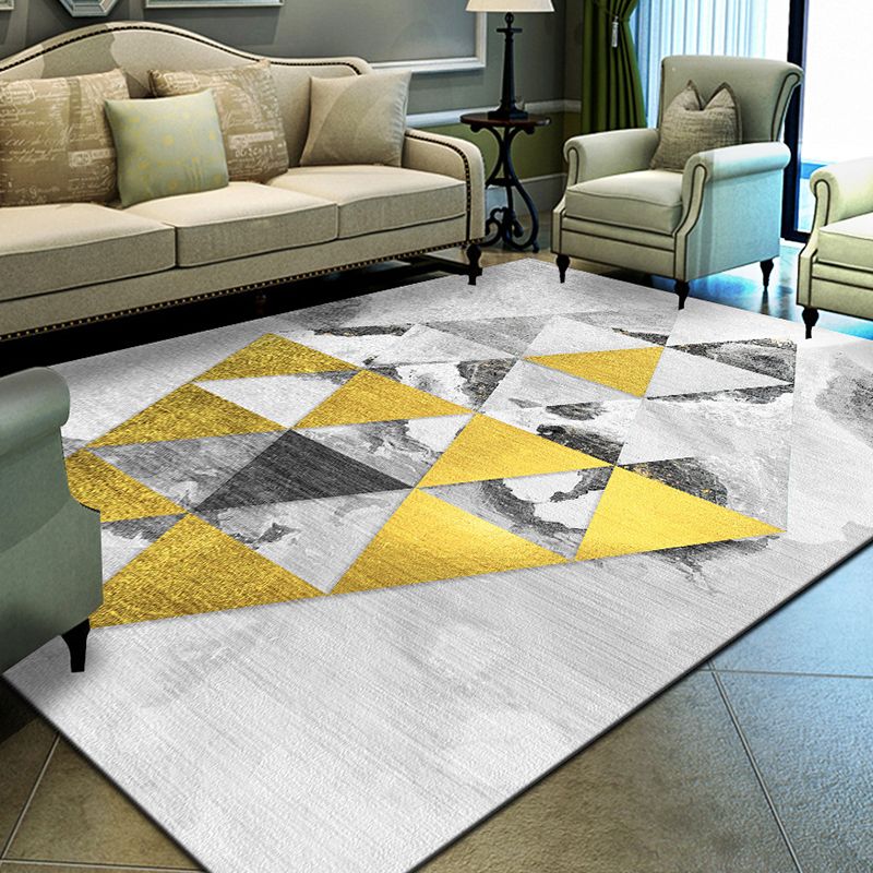 Unique Geometrical Print Rug Multi Color Modern Carpet Synthetics Stain Resistant Washable Non-Slip Backing Rug for Home