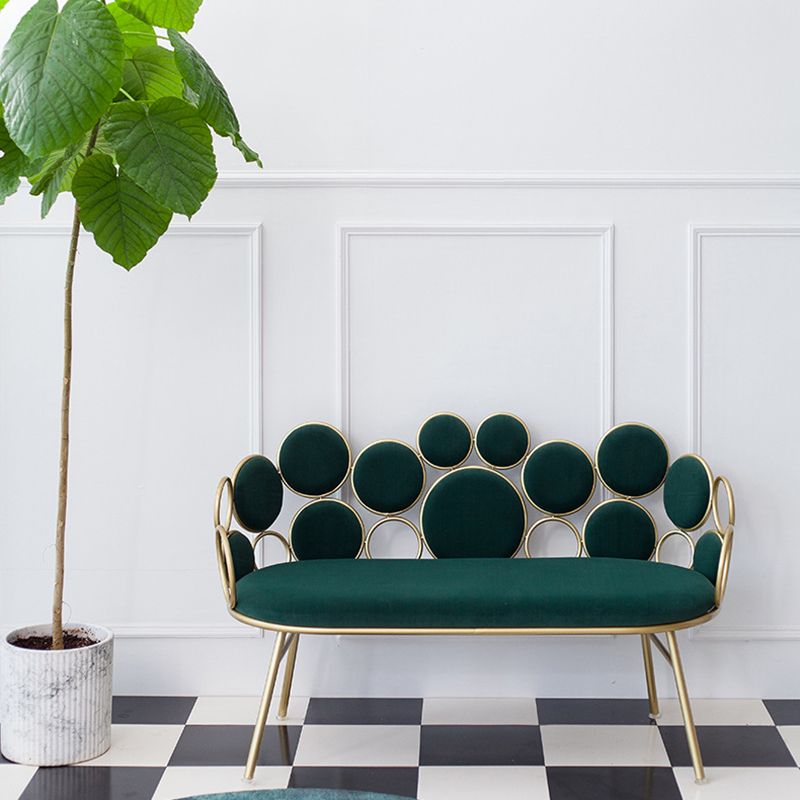 Modern Velvet 2-seat Sofa 31.49" H Sloped Arm Metal Frame Settee