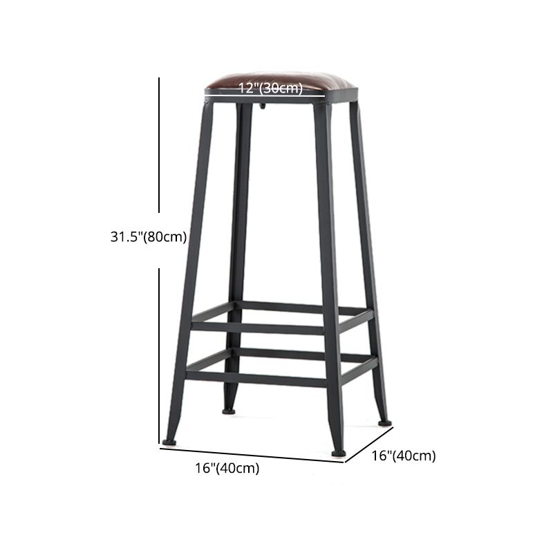 Industrial Footrest Armless Barstool Leather Stackable Coffee Shop Stool
