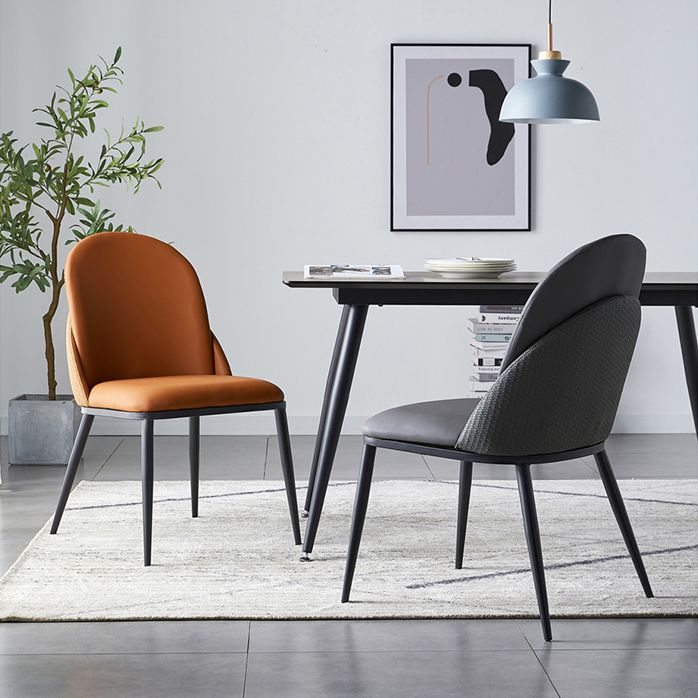 Silla de comedor de estilo moderno, sillas Parsons laterales de metal sin brazos para cocina