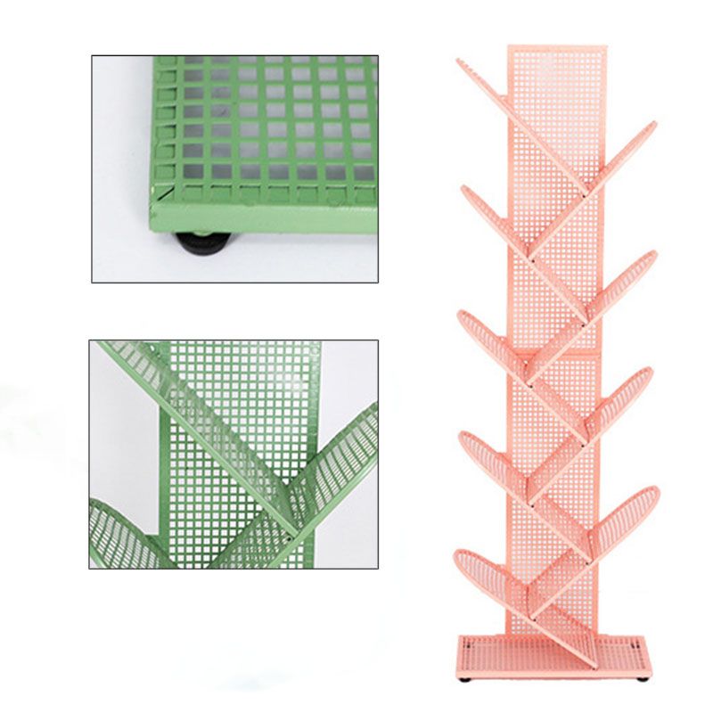 Modern Metal Bookcase Geometric Closed Back Bookshelf in Burnish