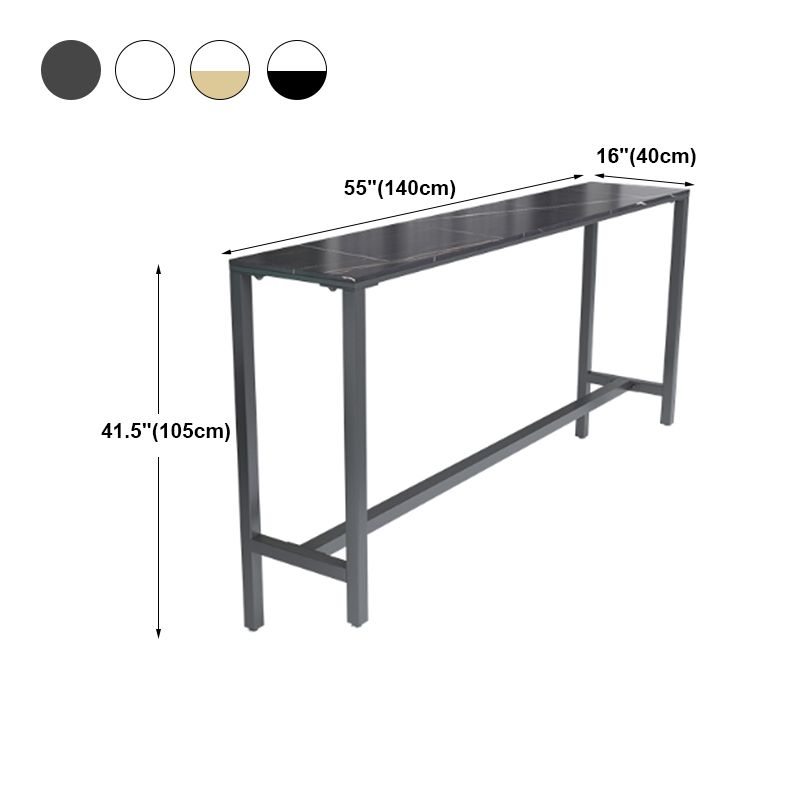 Rectangle Stone Modern Cocktail Bar Table Footrest Trestle Pub Height Dining Table