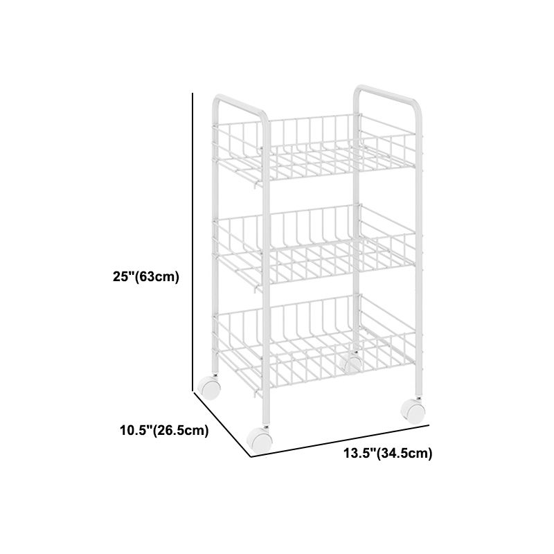 Modern Style Bookshelf White Open Back Metal Bookcase with Caster Wheels