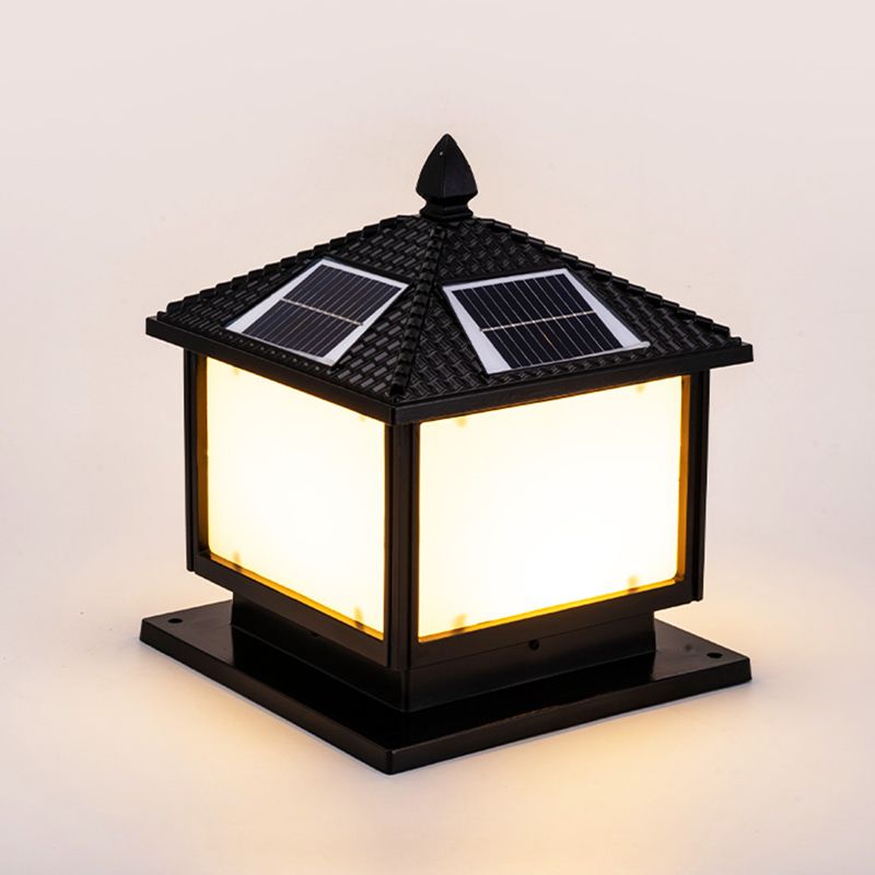 Modern Minimalist LED Solar Lighting Fixture with Acrylic Shade for Garden
