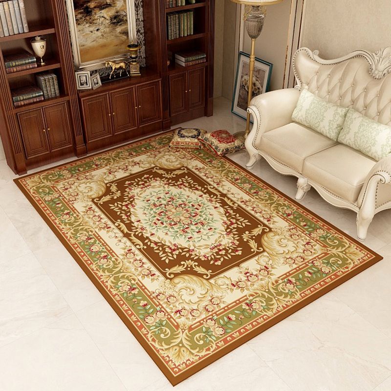 Multi-Colored Moroccan Rug Synthetics Jacquard Pattern Rug Washable Stain Resistant Non-Slip Carpet for Lounge