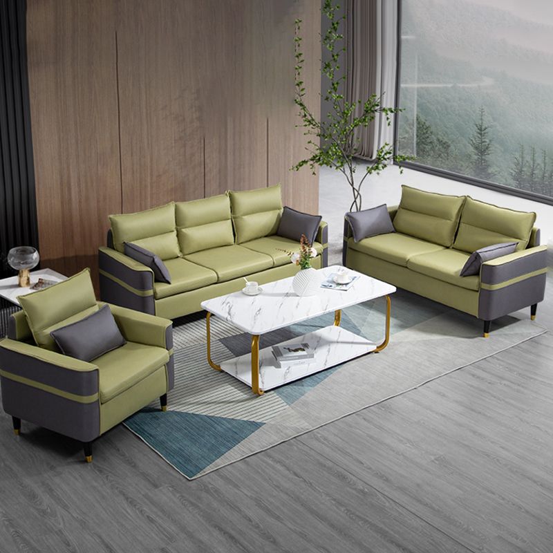 Square Arm Sofa Pillows Back Stationary Seating for Living Room