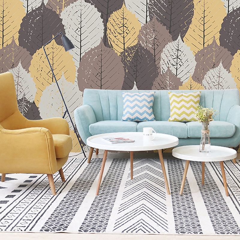 Minimalist Yellow Autumn Leaf Mural Extra Large Living Room Wall Covering