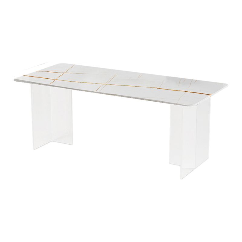 Modern Dining Table Rectangle Stone Top Table with Sled Base