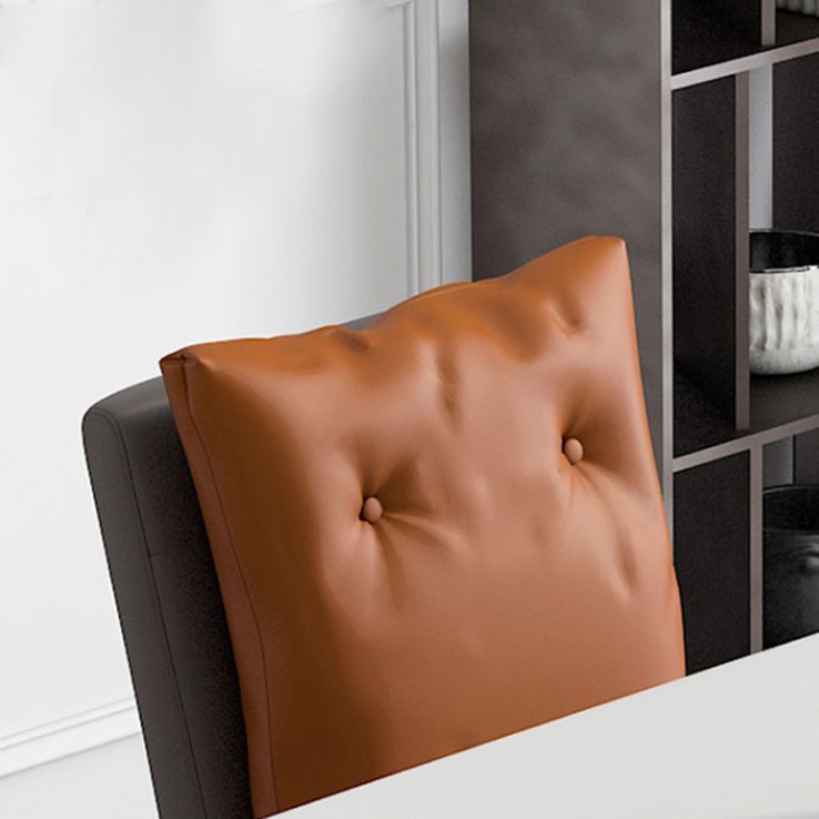 Industrial Armless Solid Back Chair Leather Dining Side Chair