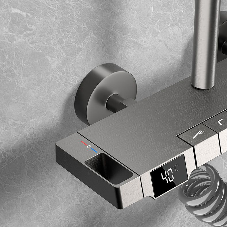 Wall Mounted Modern Square Metal Shower Brass Shower Head Shower Faucet in Gray