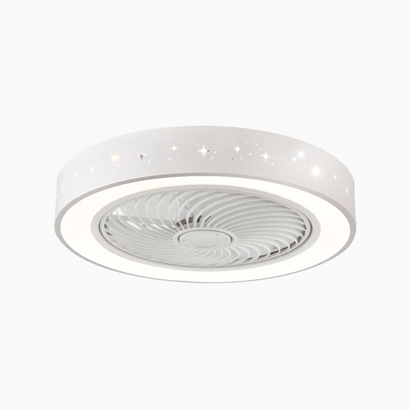 Lampada a ventola del soffitto in metallo nordico a filo arrotondato con lama di ventola di plastica