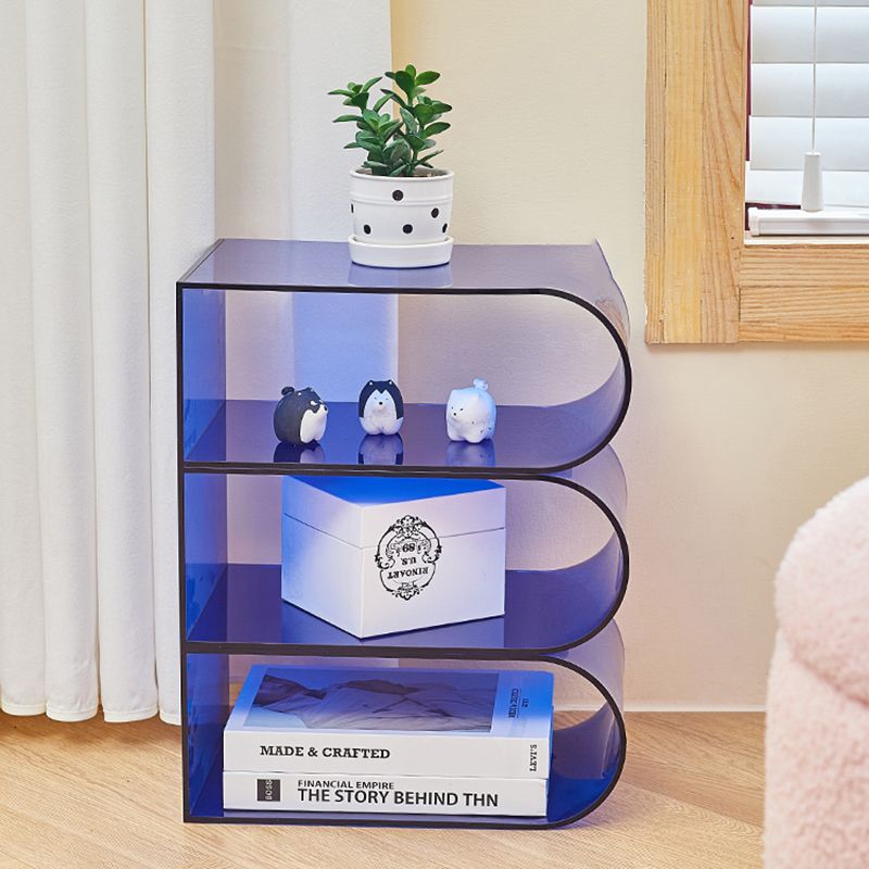 Contemporary Antique Finish Shelf Bookcase Geometric Bookshelf