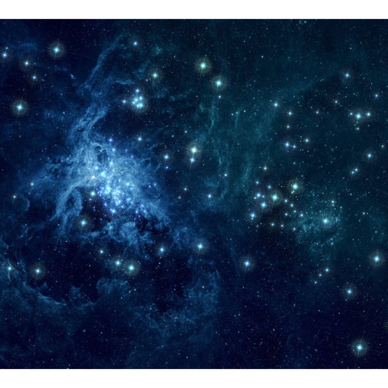Whole Gleaming Galaxy Mural Wallpaper for Living Room Stars Wall Art in Blue, Water-Resistant