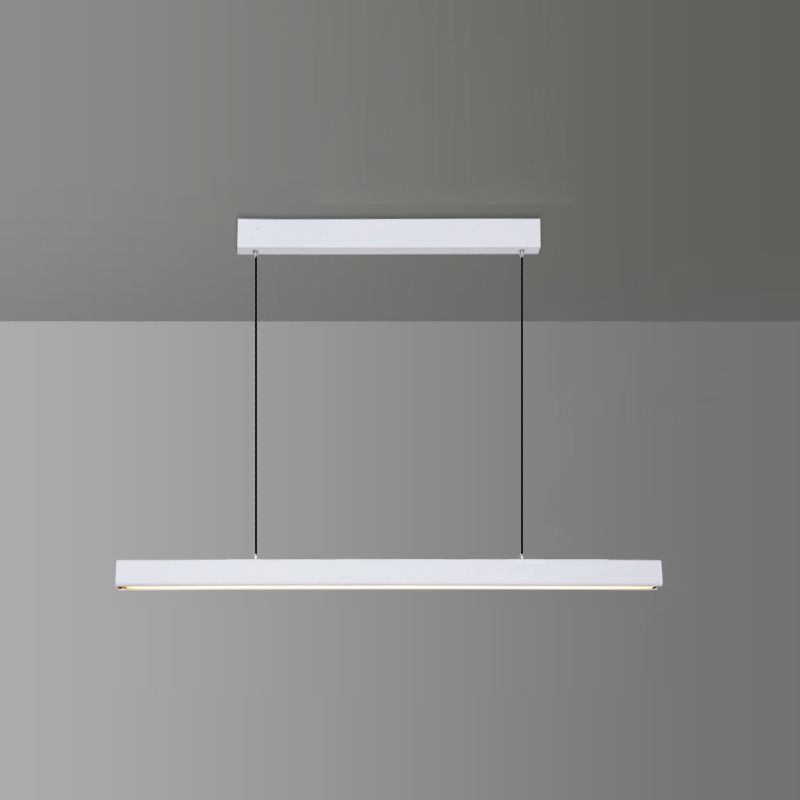 Modern Aluminum Island Light Linear 1-Light Restaurant Hanging Lamp with Acrylic Shade
