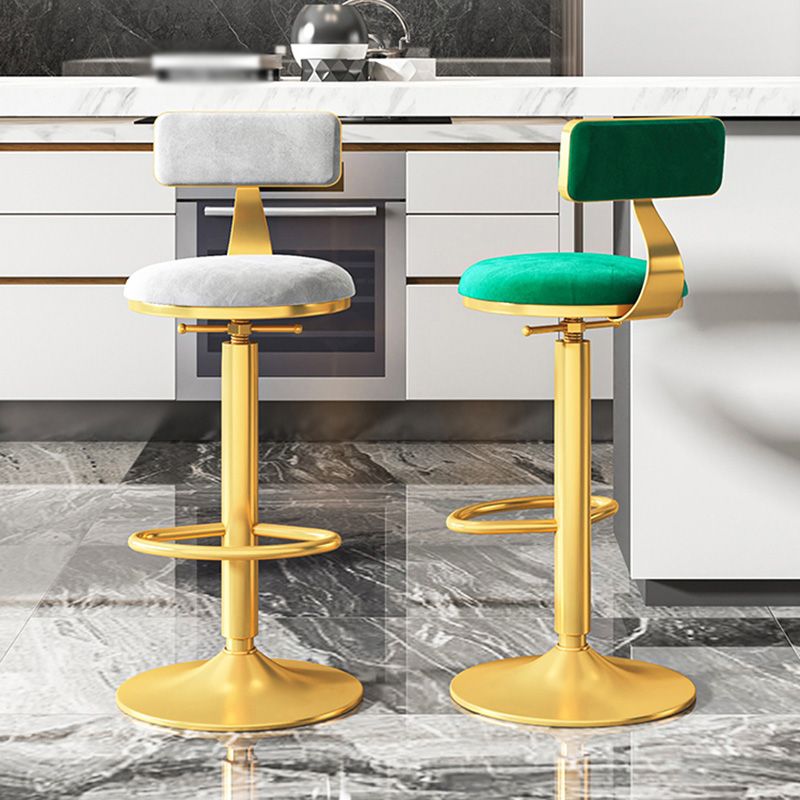 Taburete giratorio ajustable Glam, taburete de bar de cocina de hierro con cojín de terciopelo
