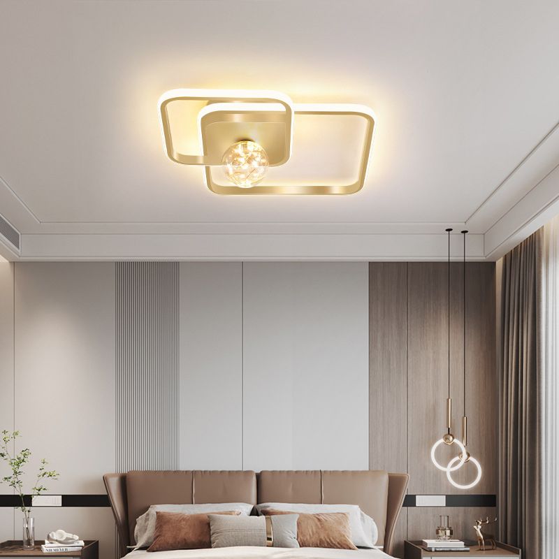 3-Lights Square Shade Flush Mount Modern Style Flush Mount Ceiling Lighting Fixture