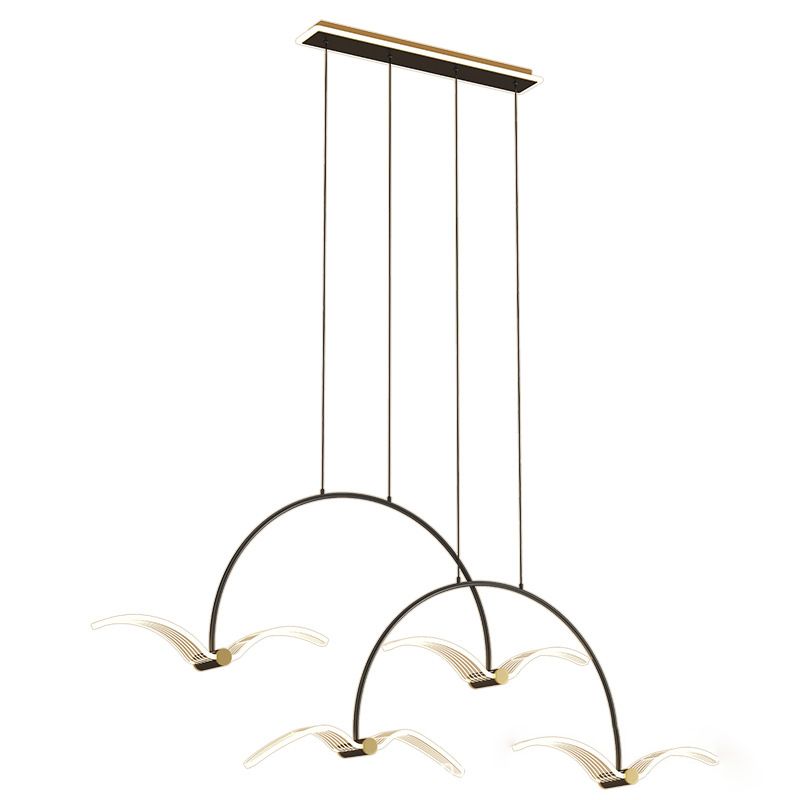 Illuminazione a pendente lineare moderna illuminazione lampadario metallo 2 luci isola luminosa in nero